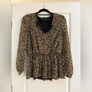 Banana Republic Black Floral Blouse